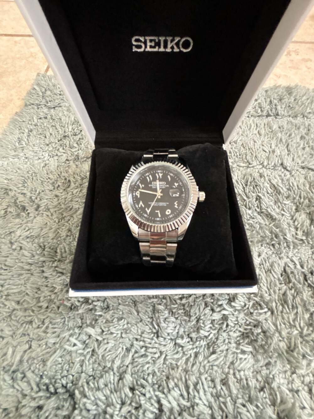 Seiko Mod Datejust Arabic Dial Black Watch